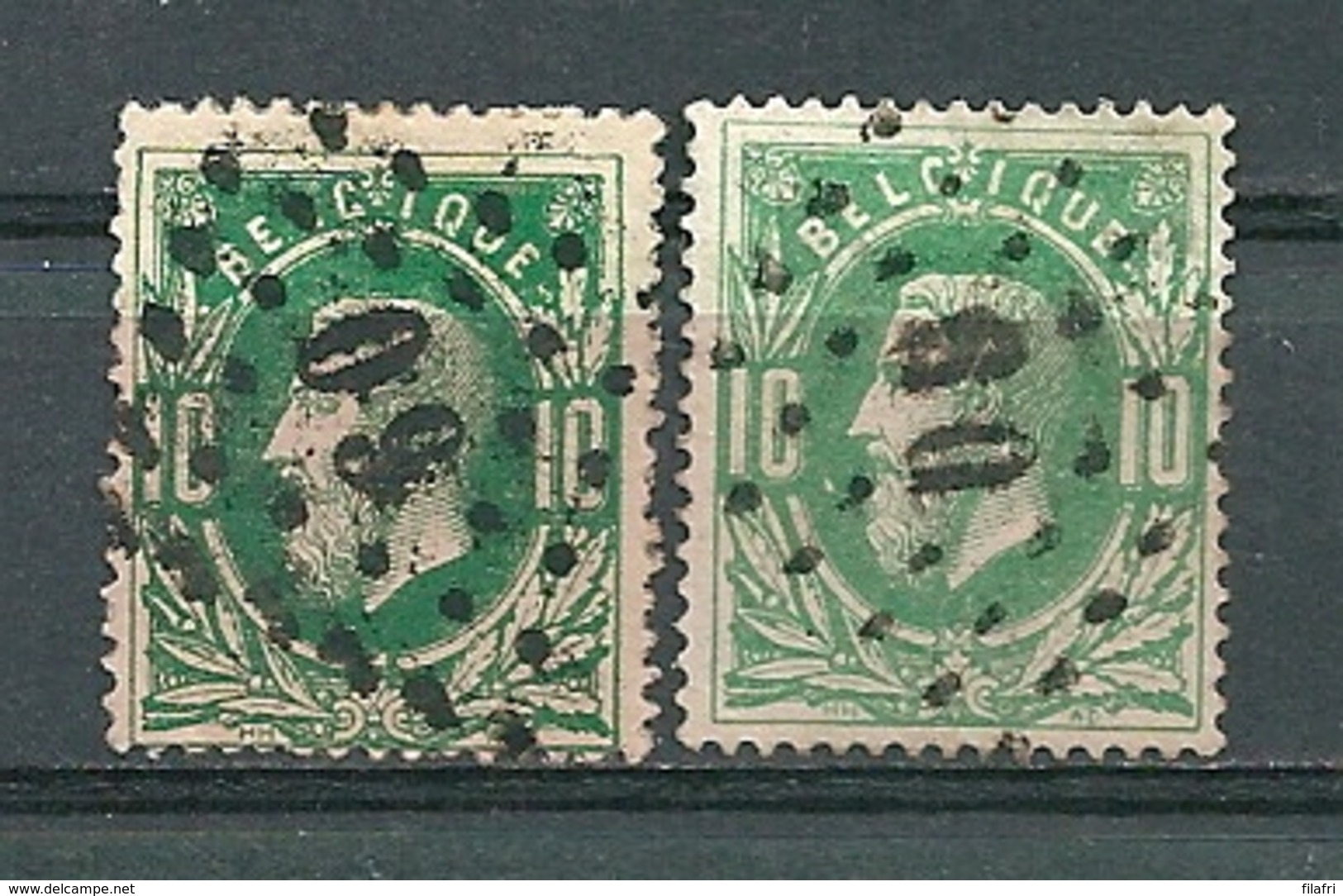 30 (2x) Gestempeld PT 60 BRUXELLES - 1869-1883 Leopold II