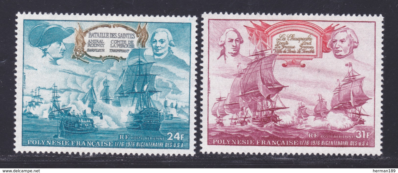 POLYNESIE AERIENS N°  104 & 105 ** MNH Neufs Sans Charnière, TB (D8115) 200 Ans Indépendance Des USA - 1976 - Nuevos