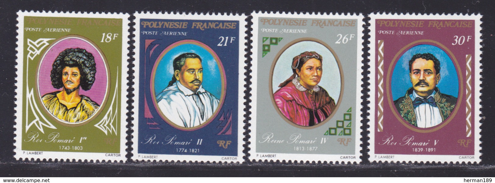 POLYNESIE AERIENS N°  106 à 109 ** MNH Neufs Sans Charnière, TB (D8116) Dynastie Des Rois Pomaré - 1976 - Unused Stamps