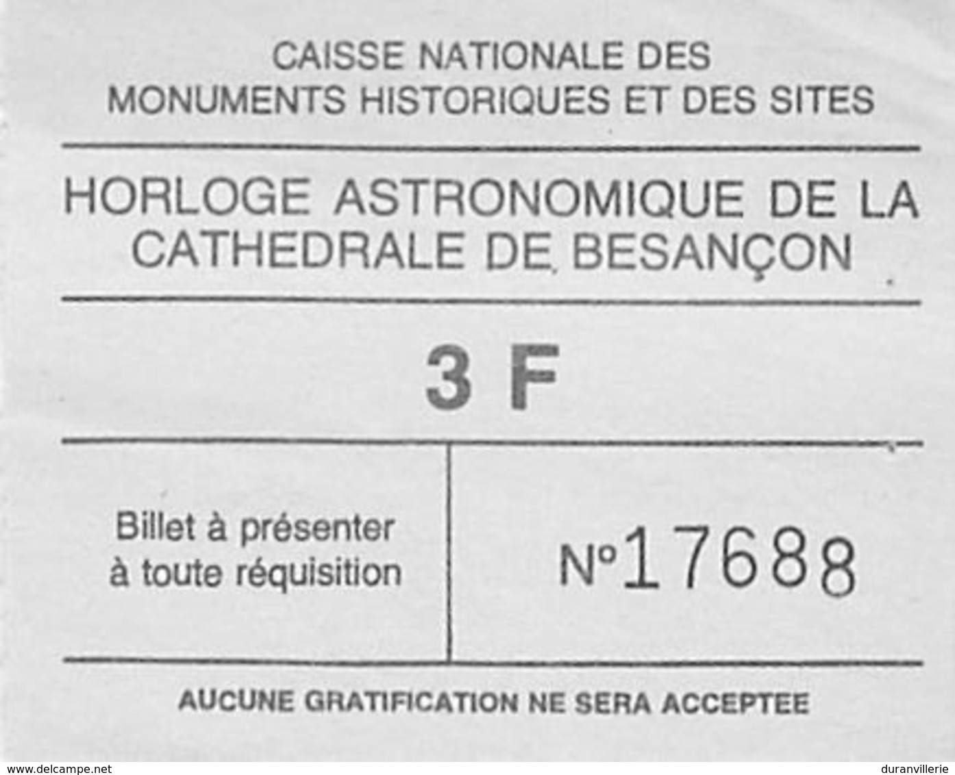 Ticket D'Entrée Horloge Astronomique Besançon - Tickets - Vouchers