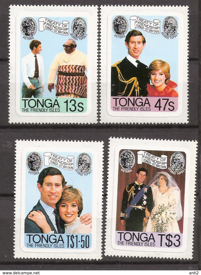 Tonga   1981 Royal Wedding Diana And Charles, Mi 786-789 MNH(**) - Tonga (1970-...)