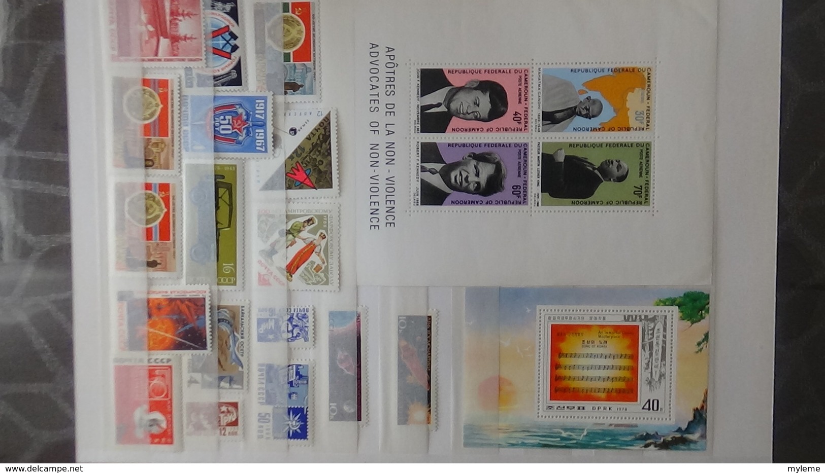 Gros Album (60 Photos) De Timbres Et 140 Blocs ** De Divers Pays Dont Quelques NON DENTELES. Côte Très Sympa - Collections (en Albums)