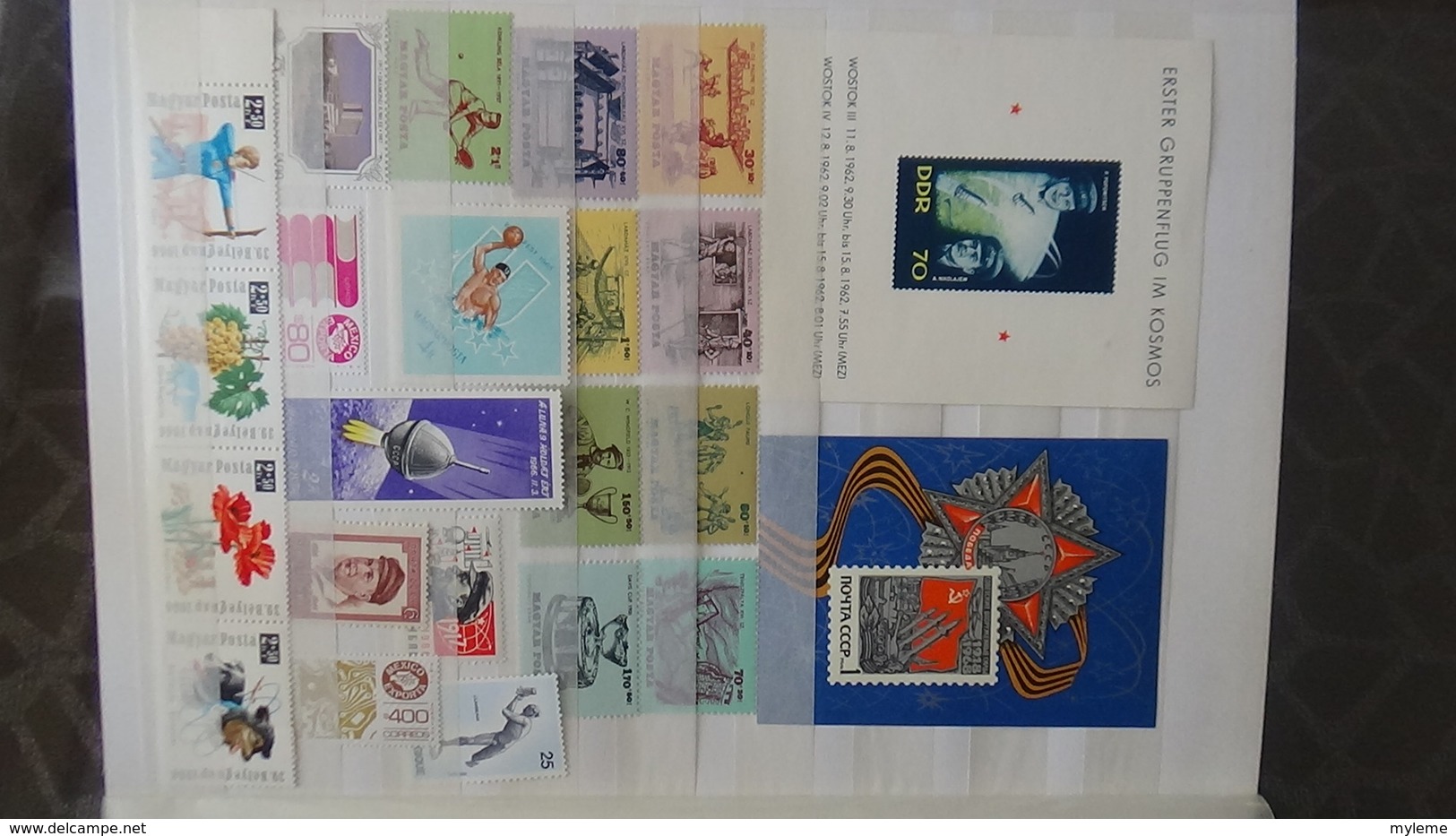 Gros album (60 photos) de timbres et 140 blocs ** de divers pays dont quelques NON DENTELES. Côte très sympa