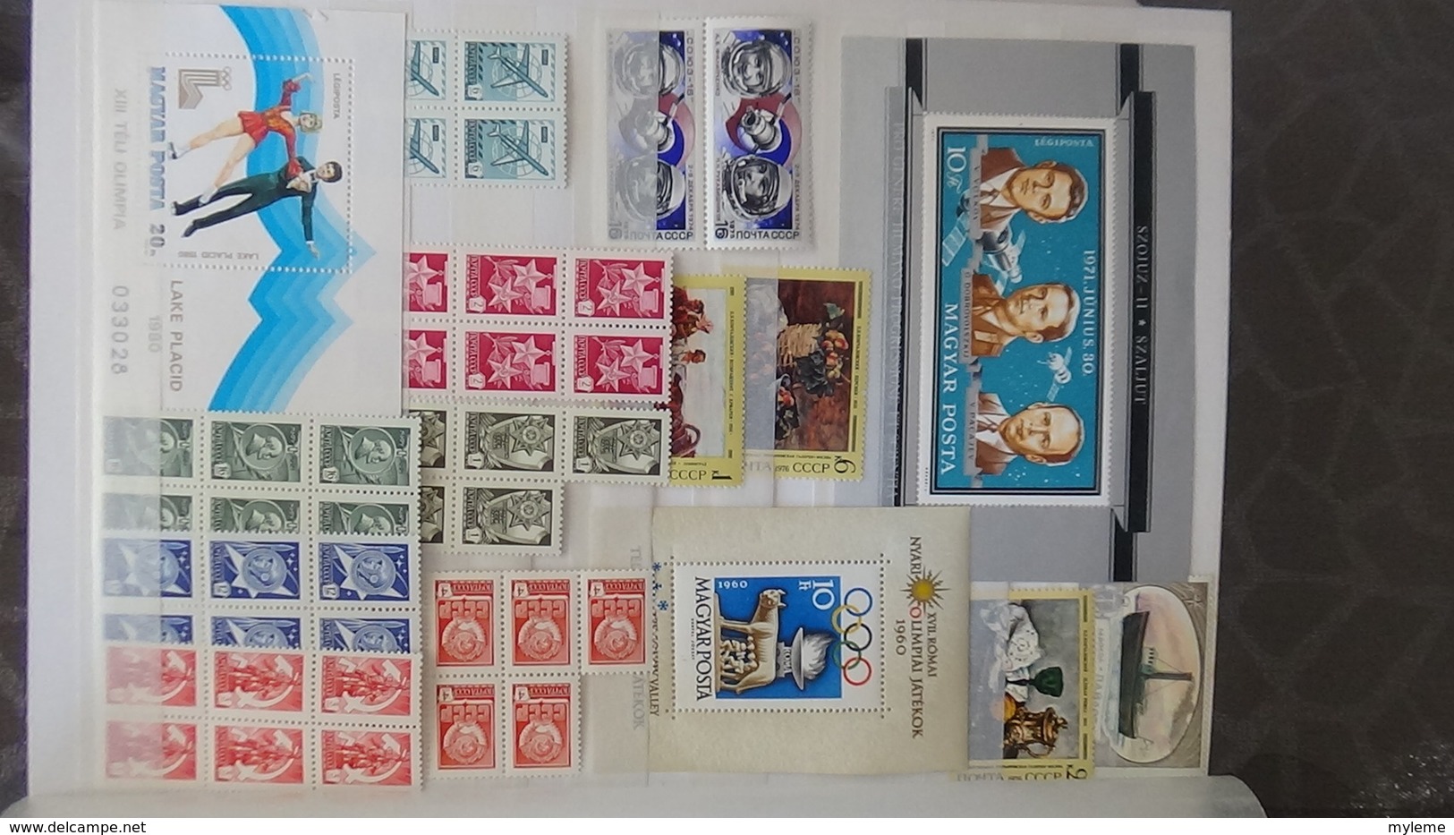 Gros album (60 photos) de timbres et 140 blocs ** de divers pays dont quelques NON DENTELES. Côte très sympa