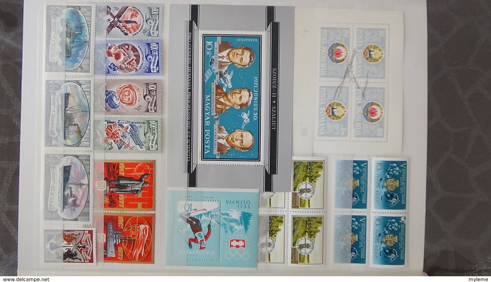 Gros album (60 photos) de timbres et 140 blocs ** de divers pays dont quelques NON DENTELES. Côte très sympa