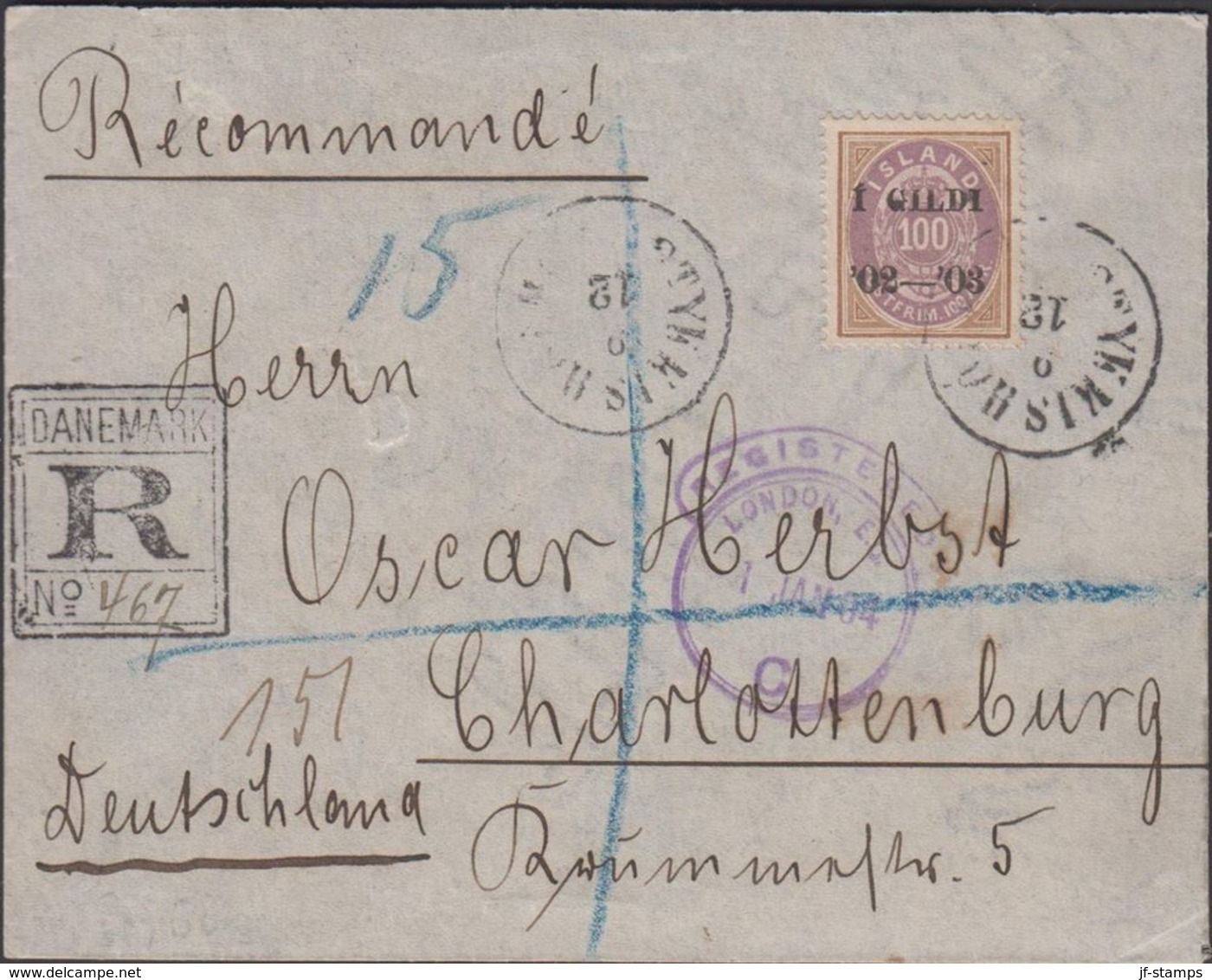 1903. Very Beautiful Reg. Cover Franked With 100 AUR I GILDI '02 - '03. Sent From STY... () - JF305758 - Lettres & Documents