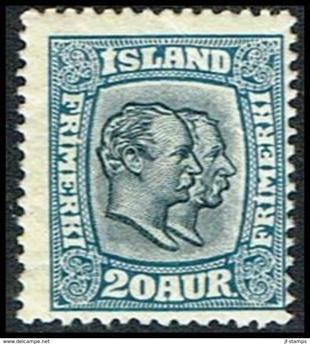 37 On 1918. Two Kings. 20 Aur Blue. Perf. 14x14½, Wm. Cross (Michel 82) - JF309583 - Unused Stamps