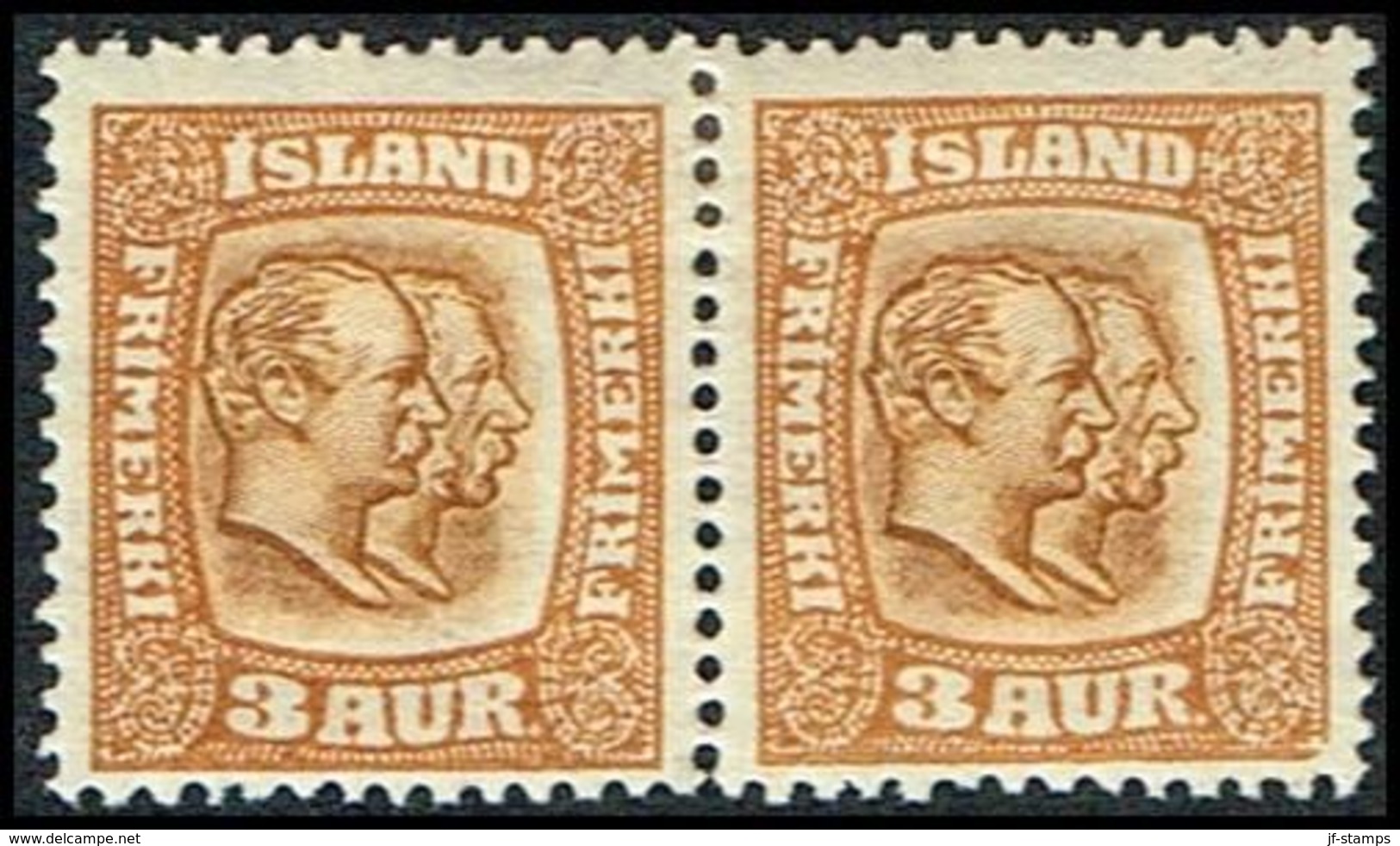 84 On 1915. Two Kings. 3 Aur Brown/yellow. Tk. 14x14½, Wm. Cross. Var Lower Right Cor... (Michel 77) - JF309597 - Unused Stamps