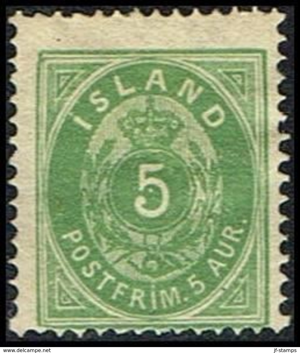 1882. Aur-Issue. 5 Aur Green. Perf. 14x13½ (Michel 13A) - JF309631 - Neufs