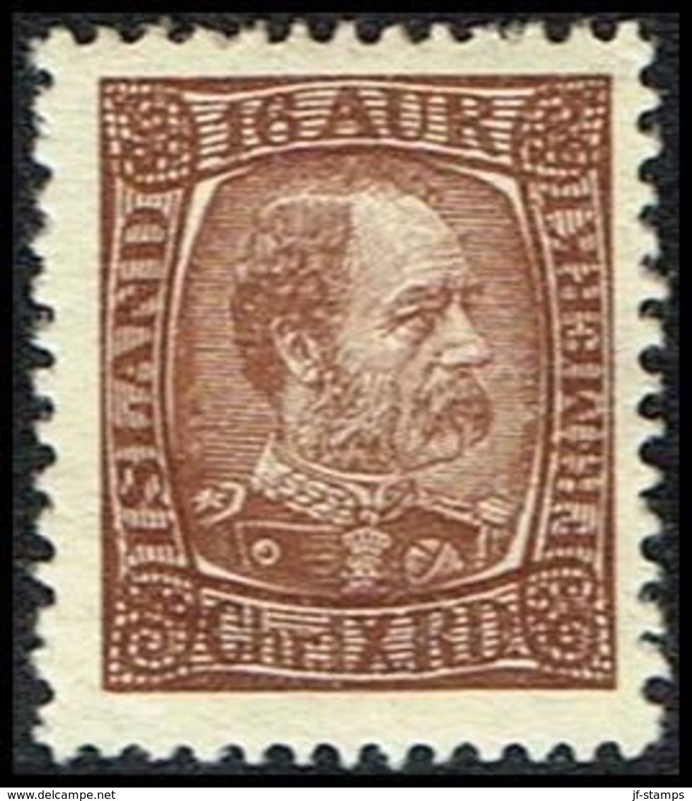 1902. King Christian IX. 16 Aur Brown (Michel 40) - JF309640 - Unused Stamps