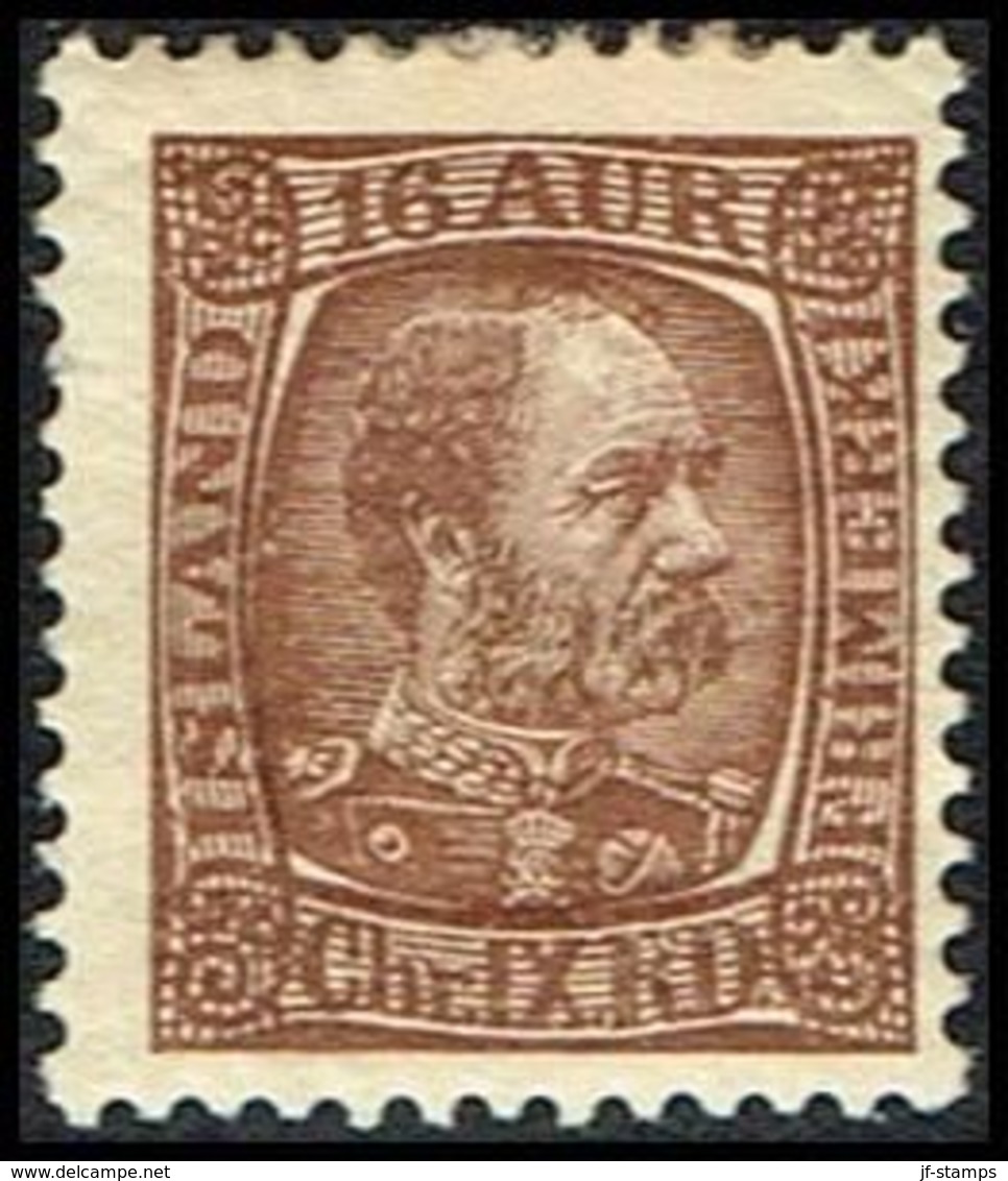 1902. King Christian IX. 16 Aur Brown (Michel 40) - JF309641 - Unused Stamps