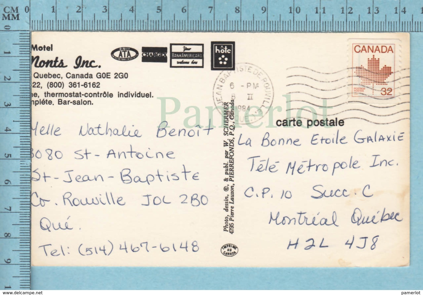 Ste-Anne-des-Monts Quebec - Motel Monaco Des Mont A Voyagé En 1984,  Postcard Carte Postale - Autres & Non Classés