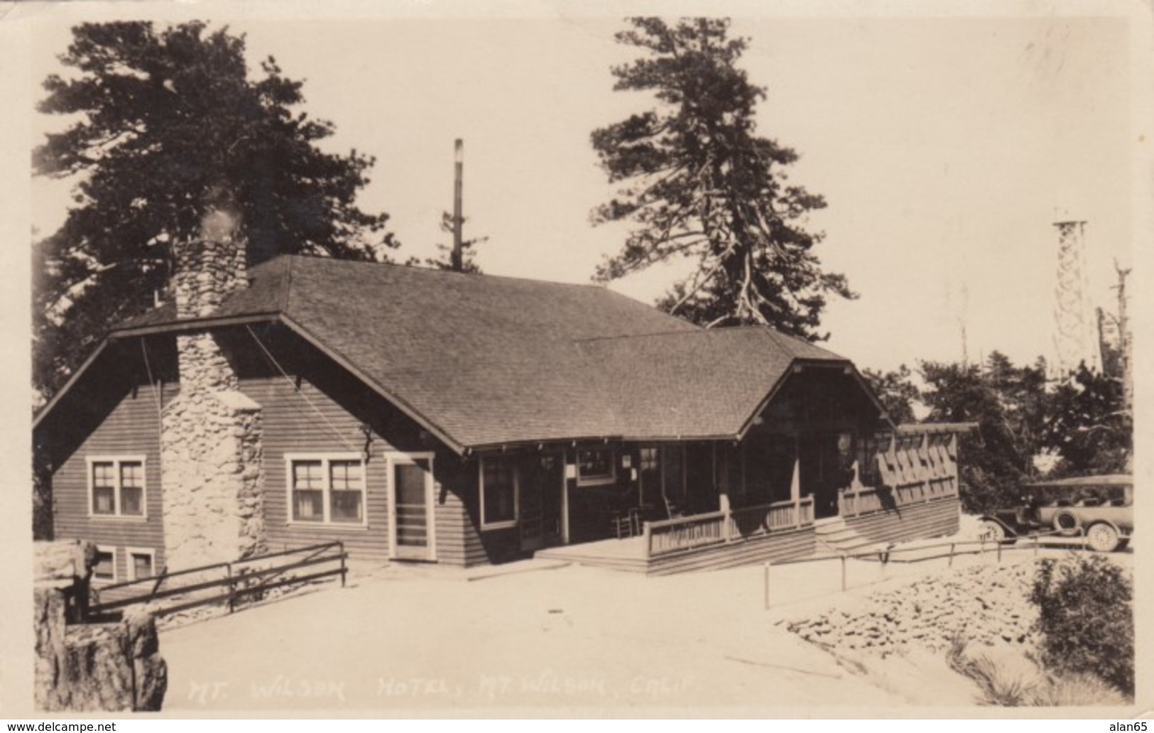 Mt. Wilson California, Hotel Front With Auto, C1920s Vintage Real Photo Postcard - Autres & Non Classés