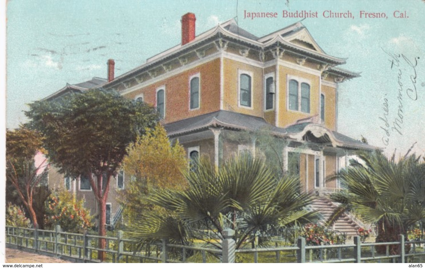 Fresno California, Japanese Buddhist Church, Early 20th Century Immigrant Religion, C1900s Vintage Postcard - Fresno