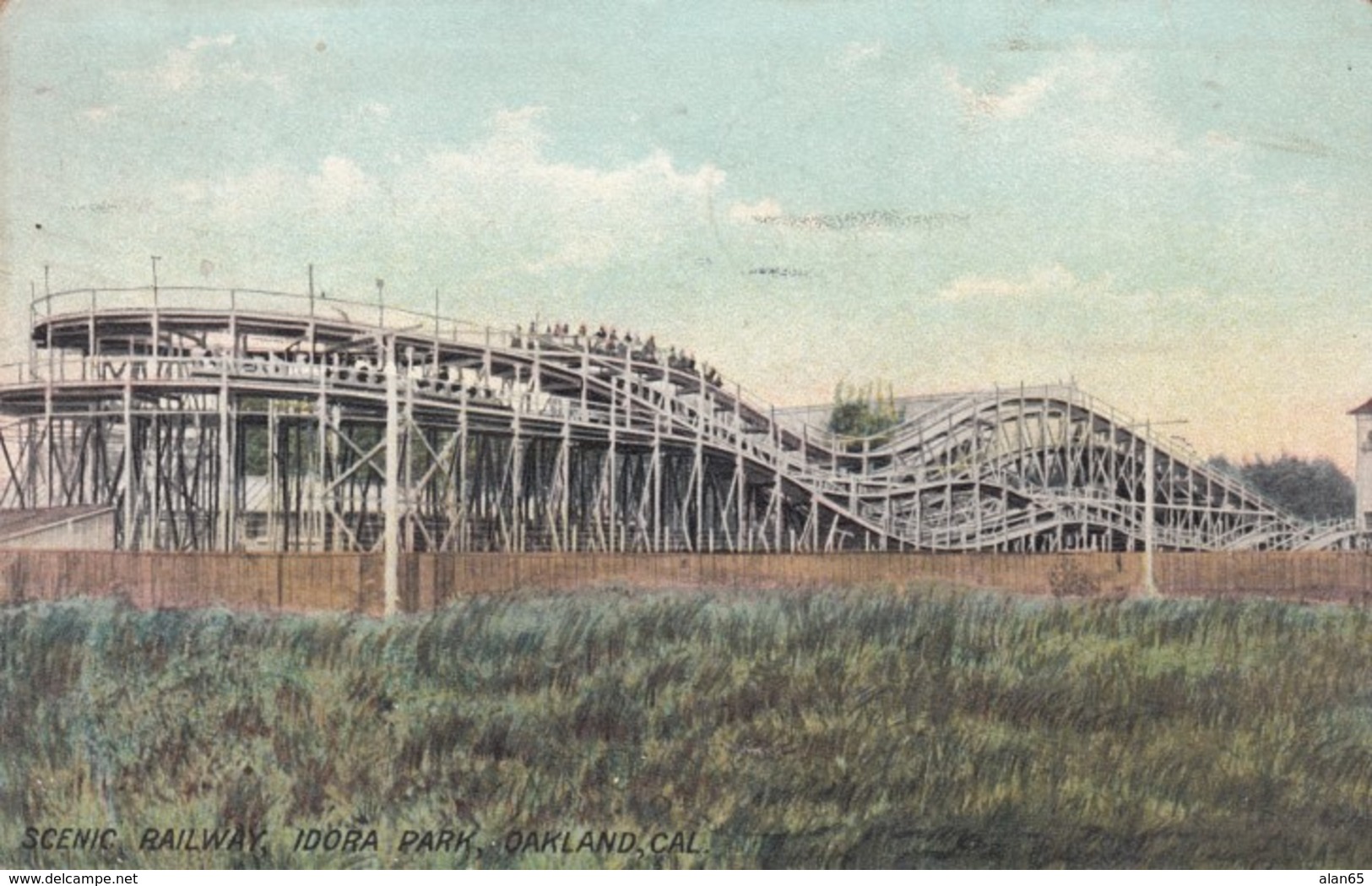 Oakland California, Idora Park Amusement Park, Scenic Railway Roller Coaster Ride, C1900s Vintage Postcard - Oakland
