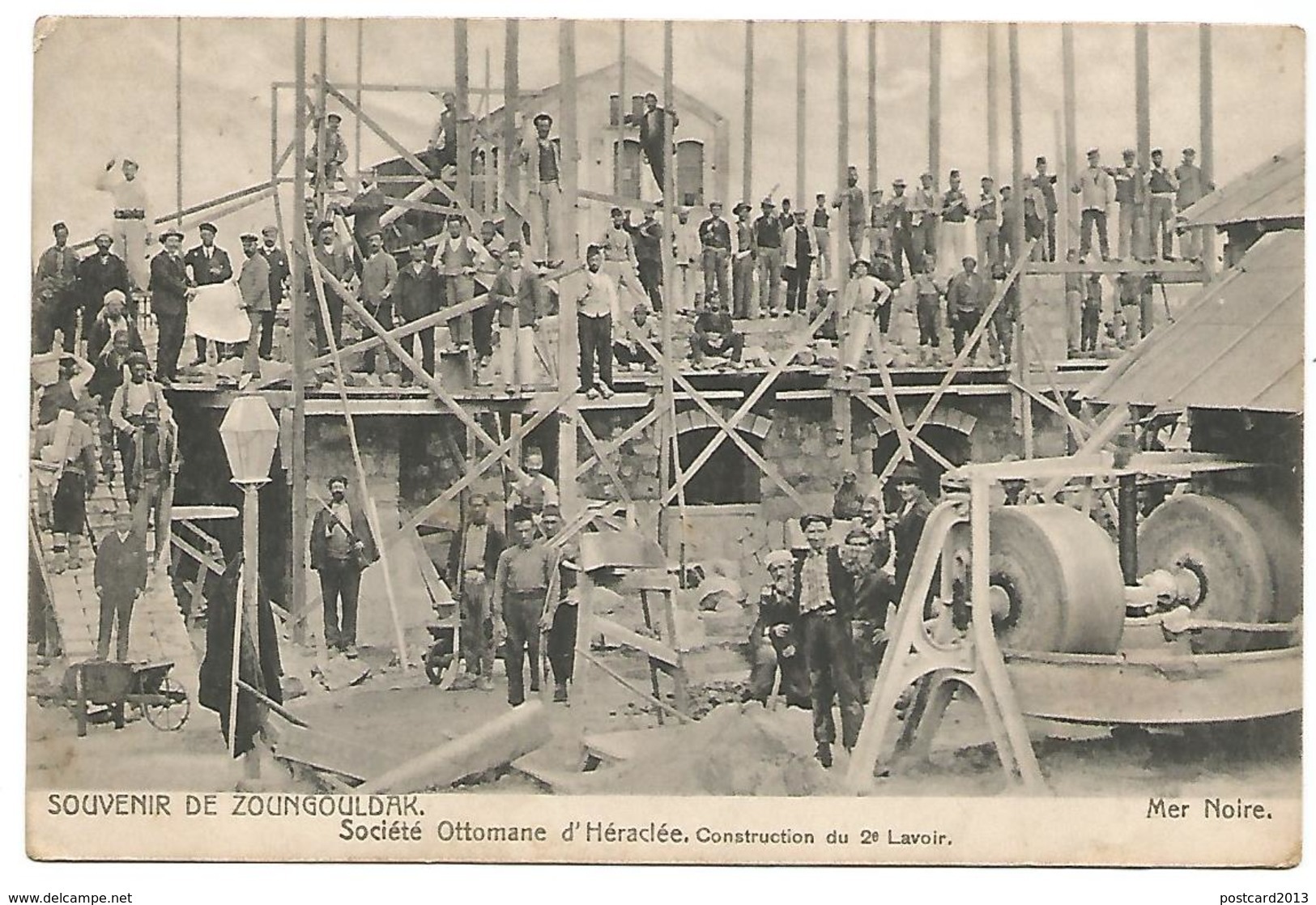 OLD POST CARD SOUVENIR DE ZOUNGOULDAK- MER NOIRE - SOCIETE' OTTOMANE D'HéRACLéE - CONSTRUCTION DE 2e LAVOIR . - Turchia