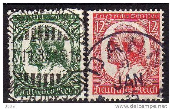 Friedrich Schiller 1934 DR 554/5 O 2€ Dichter-Porträt Deutschland Theater Art Culture Set Of Old Germany III.Reich - Used Stamps