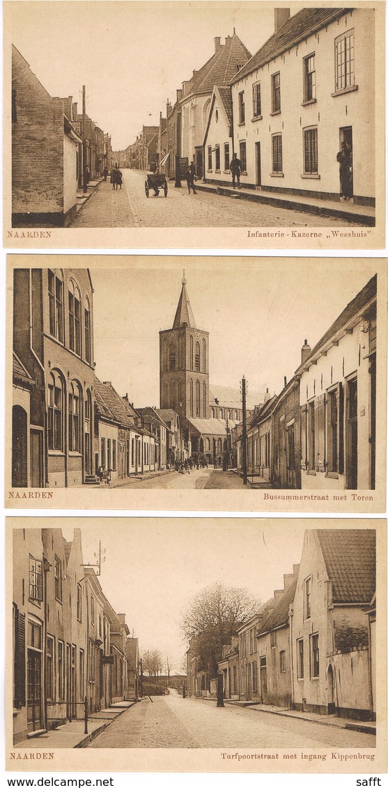 Lot 3 AK Naarden - Kazerne, Turfpoortstraat, Bussumerstraat Um 1910 - Naarden