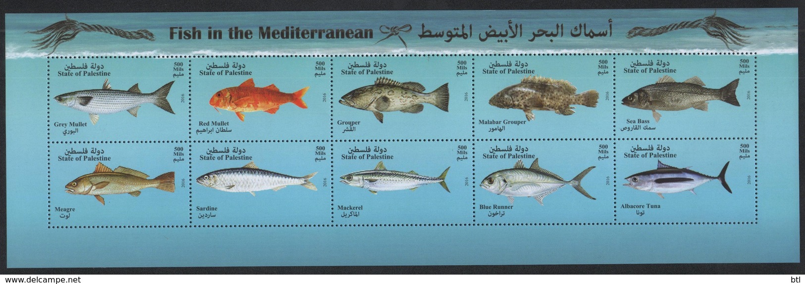 Palestine-EUROMED Issue - Fishes Of The Mediterranean Sea - Palestine