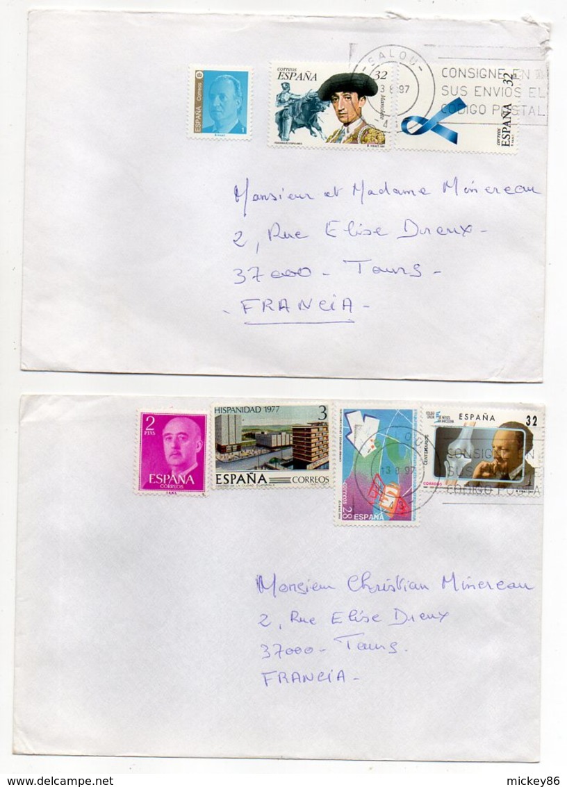 Espagne--1997--Lot De 3 Lettres De SALOU Pour TOURS-37 (France)--Jolies Compositions De Timbres--cachets - Covers & Documents