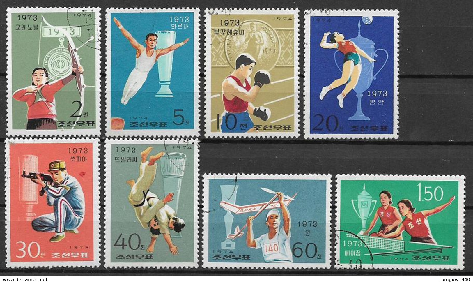 COREA DEL NORD 1974 SPORT   YVERT. 1143-1150 USATA VF - Corea Del Nord