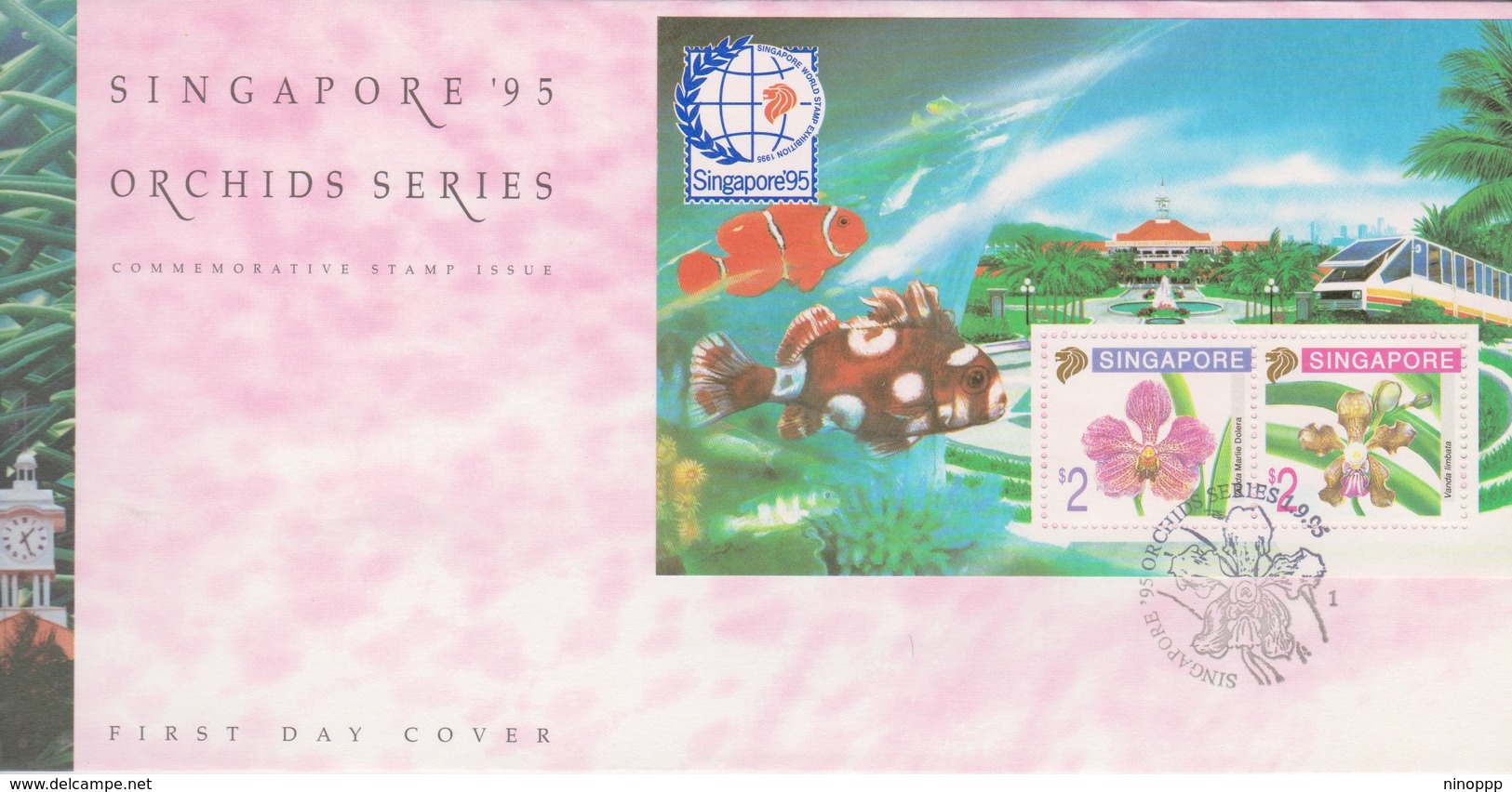 Singapore 1995 Orchids SerieV Singapore 95 Miniature Sheet  FDC - Singapore (1959-...)