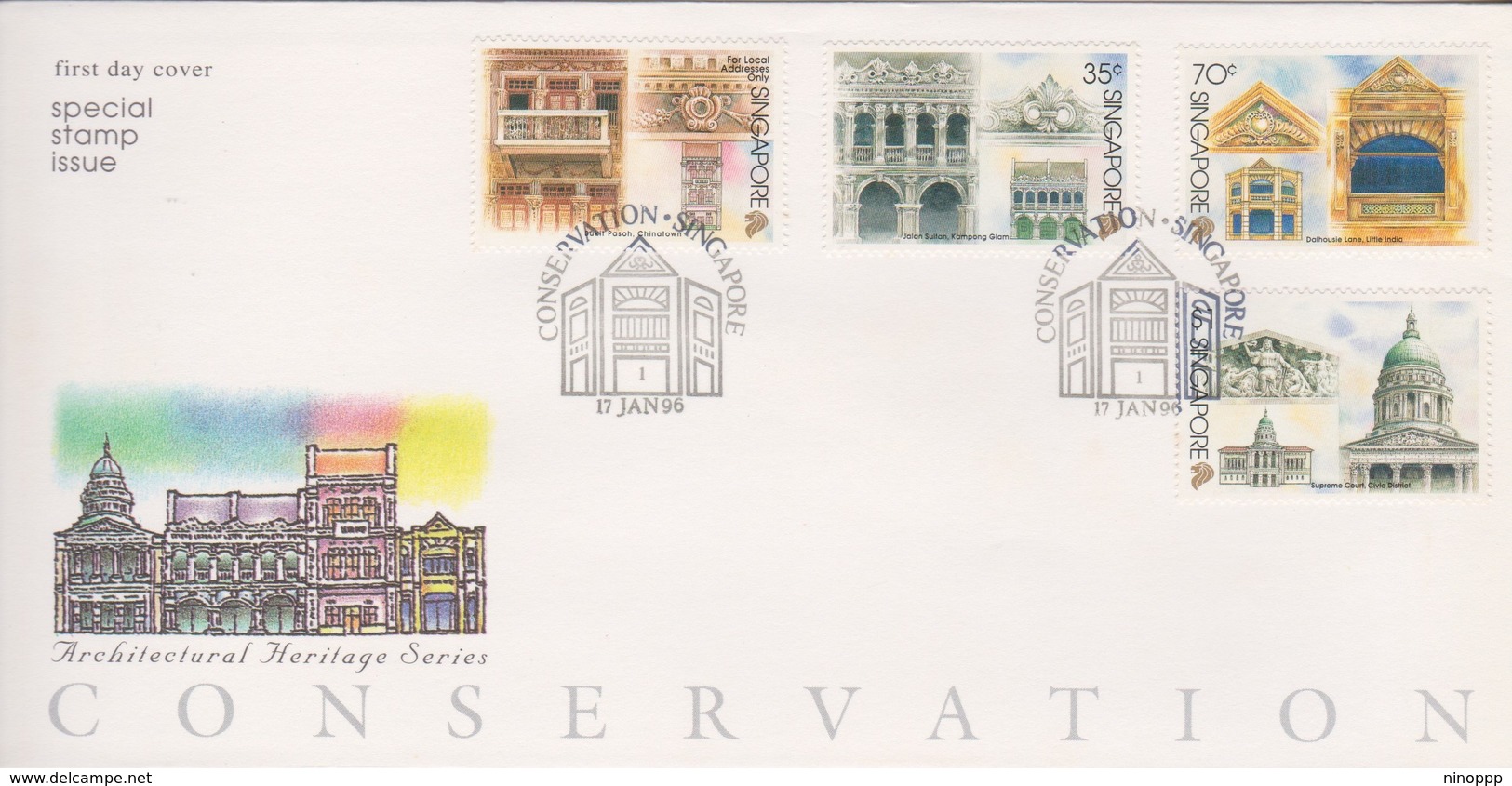 Singapore 1996 Architectural Heritage- Conservation  FDC - Singapore (1959-...)