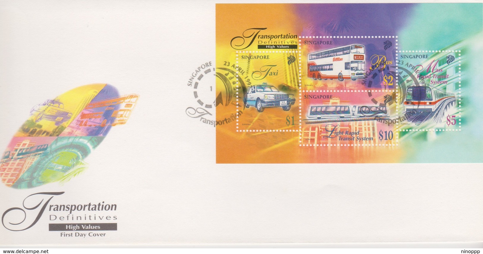 Singapore 1997 Transportation Definitive High Values Miniature Sheet FDC - Singapour (1959-...)