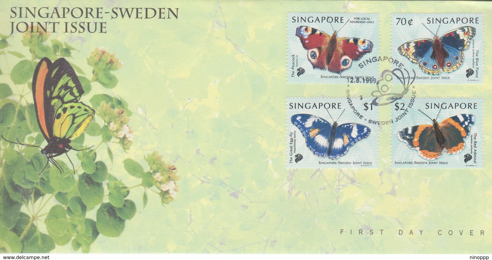 Singapore 1999 Butterflies Joint Issue With Sweden FDC - Singapore (1959-...)