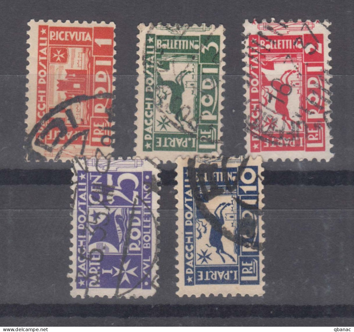 Italy Colonies Egeo Aegean Islands Rhodes (Rodi) 1934 Pacchi Postali, 5 Pieces - Egée