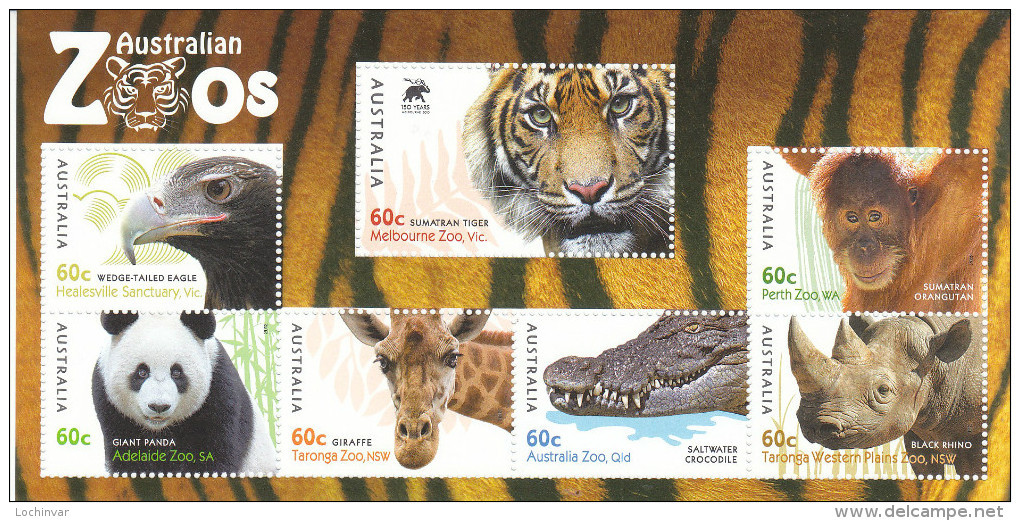 AUSTRALIA, 2012 ZOOS MINISHEET MNH - Mint Stamps