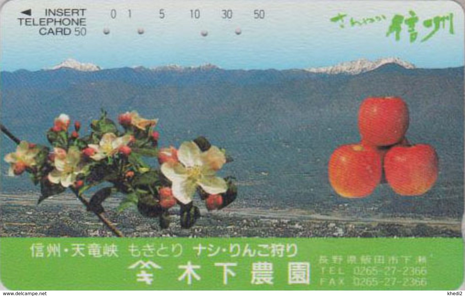 Télécarte Ancienne Japon / 110-011 - Fruit - POMME - APPLE Japan Phonecard - APFEL Obst Telefonkarte - 91 - Alimentation