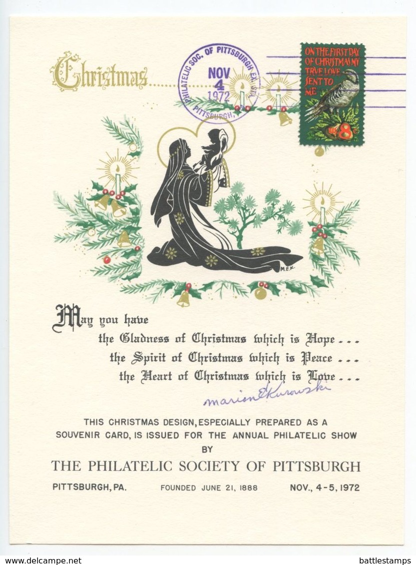 United States 1972 Pittsburgh, Pennsylvania Christmas Philatelic Souvenir Card - Souvenirkarten