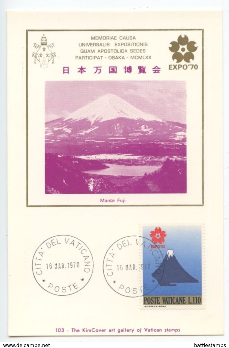 Vatican 1970 5 FDC Postcards Scott 479-483 EXPO '70 Exhibition - Osaka, Japan - FDC