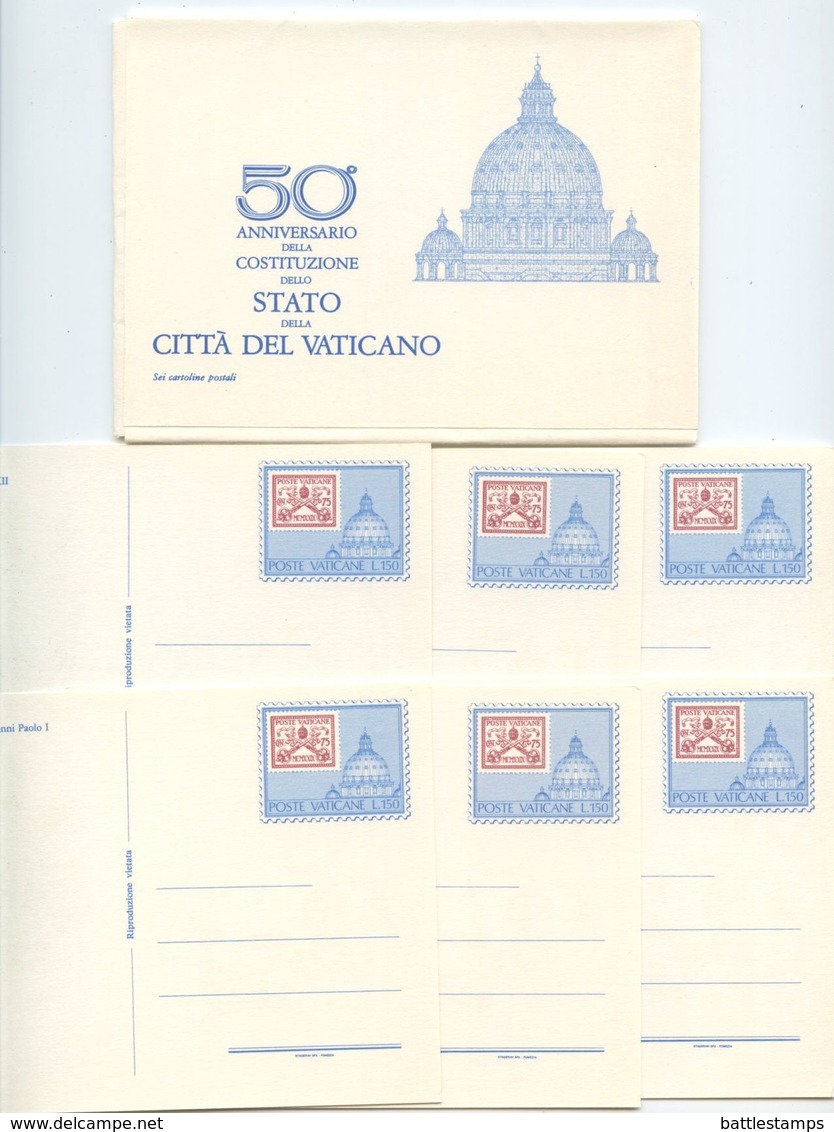 Vatican 1979 6 Mint Postal Cards Popes & City Map 1929-1979 - Postal Stationeries