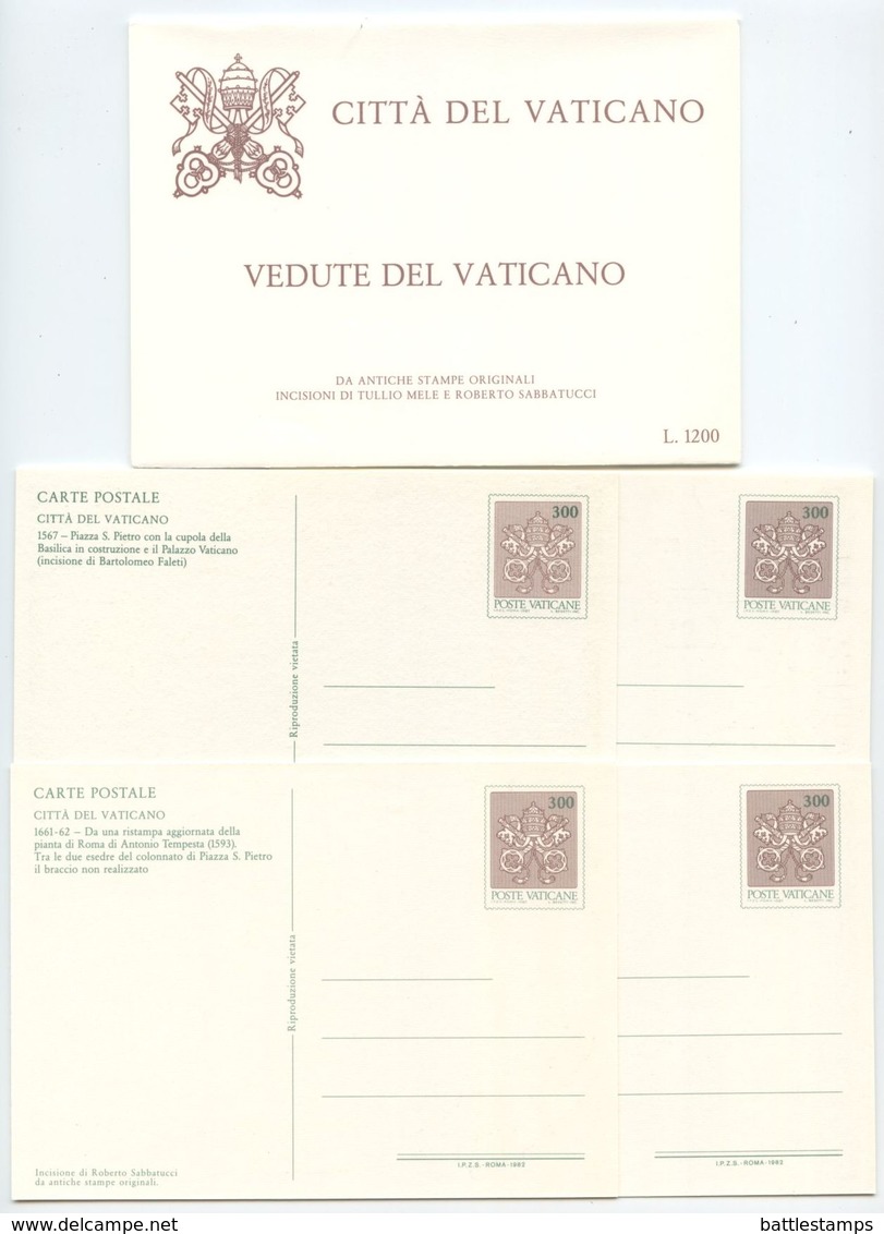 Vatican 1982 4 Mint 300l Postal Cards 15th-17th Century City Illustrations - Postal Stationeries