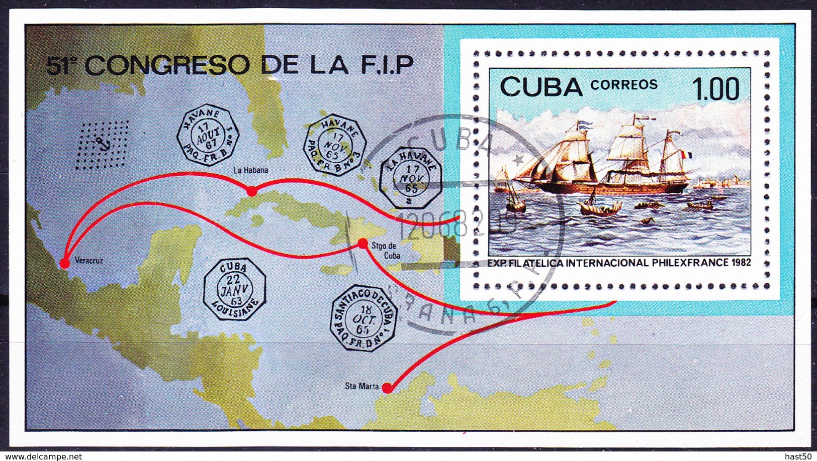 Kuba Cuba - Internationale Briefmarkenausstellung PHILEXFRANCE ’82 (Mi.Nr.: Bl. 72) 1982 - Gest Used Obl - Blocchi & Foglietti