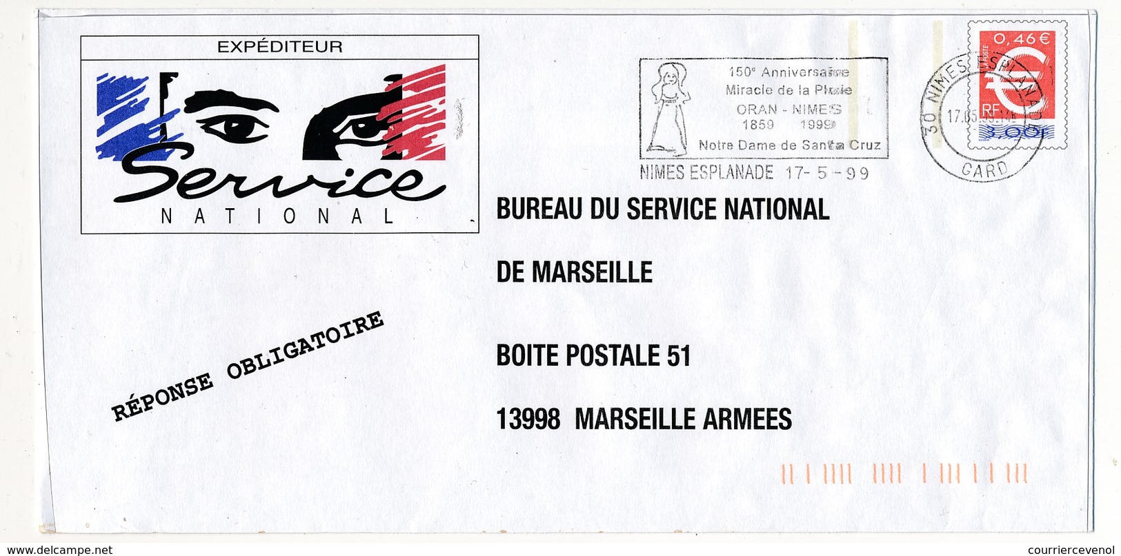 4 PAP SERVICE NATIONAL MARSEILLE - Ecu (Euro) / Football / An 2000 / Voeux - Ayant Voyagé, Avec OMEC - Prêts-à-poster:  Autres (1995-...)