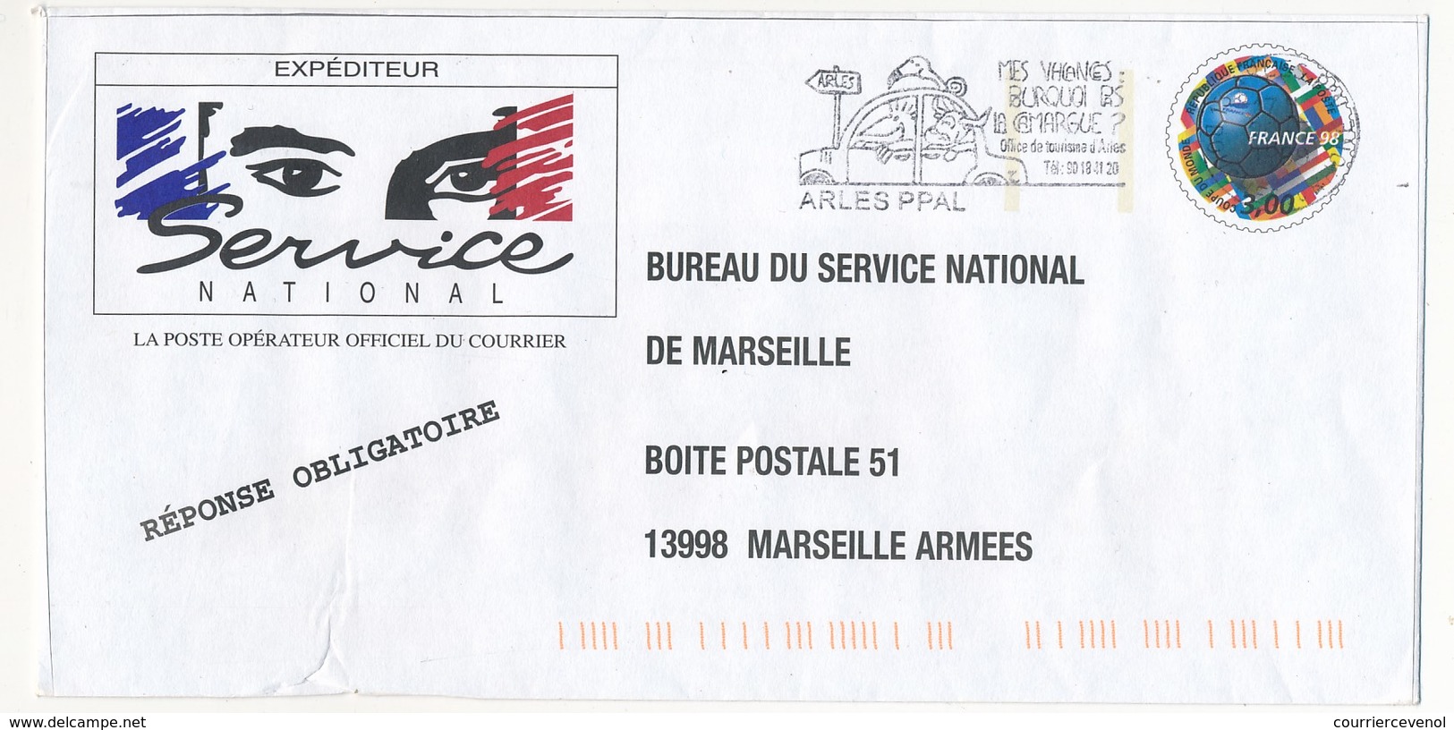 4 PAP SERVICE NATIONAL MARSEILLE - Ecu (Euro) / Football / An 2000 / Voeux - Ayant Voyagé, Avec OMEC - PAP:  Varia (1995-...)