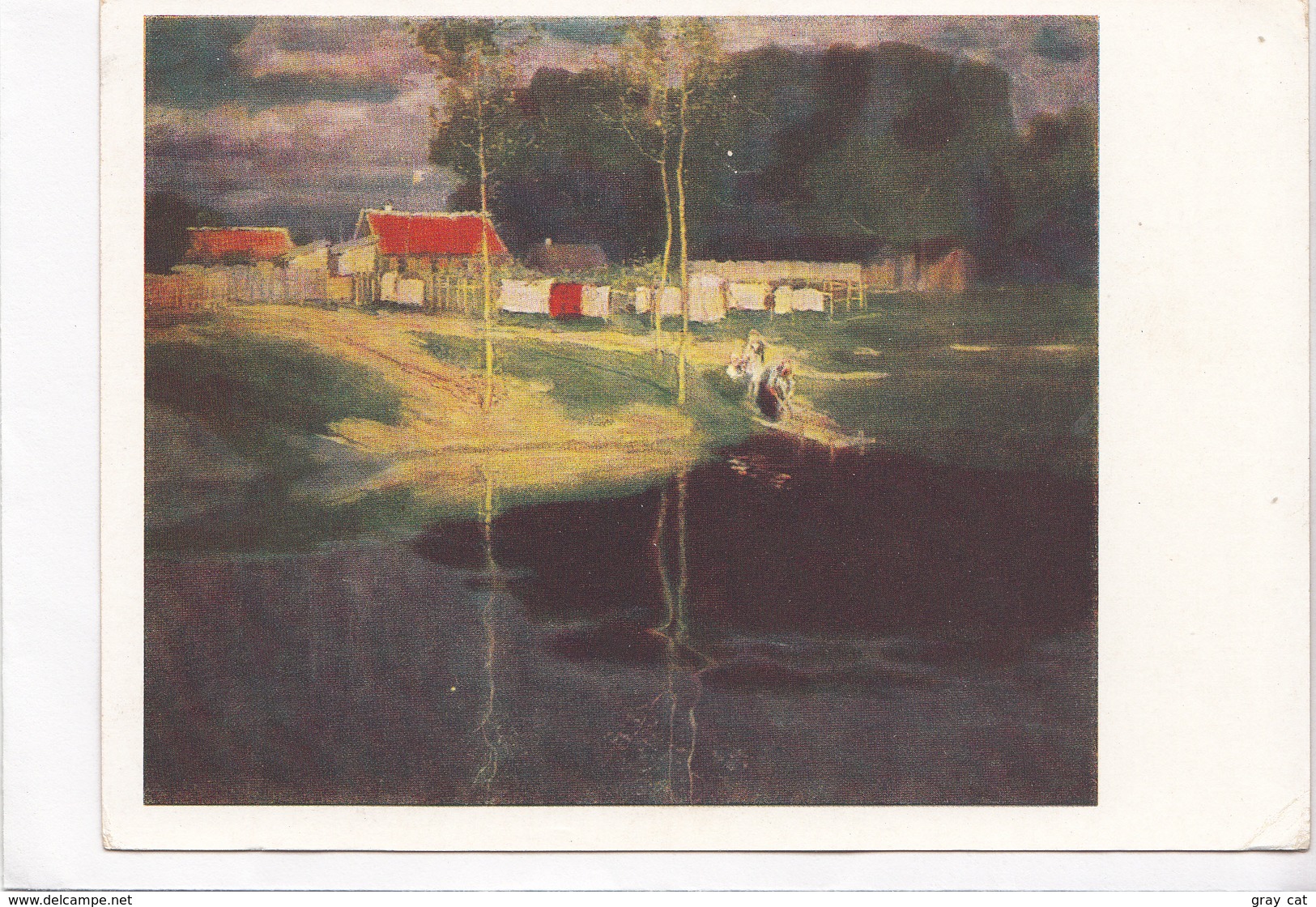 Johann Walter-Kurau / I. Walters Evening. Landscape With Small River, Unused Postcard [22656] - Paintings