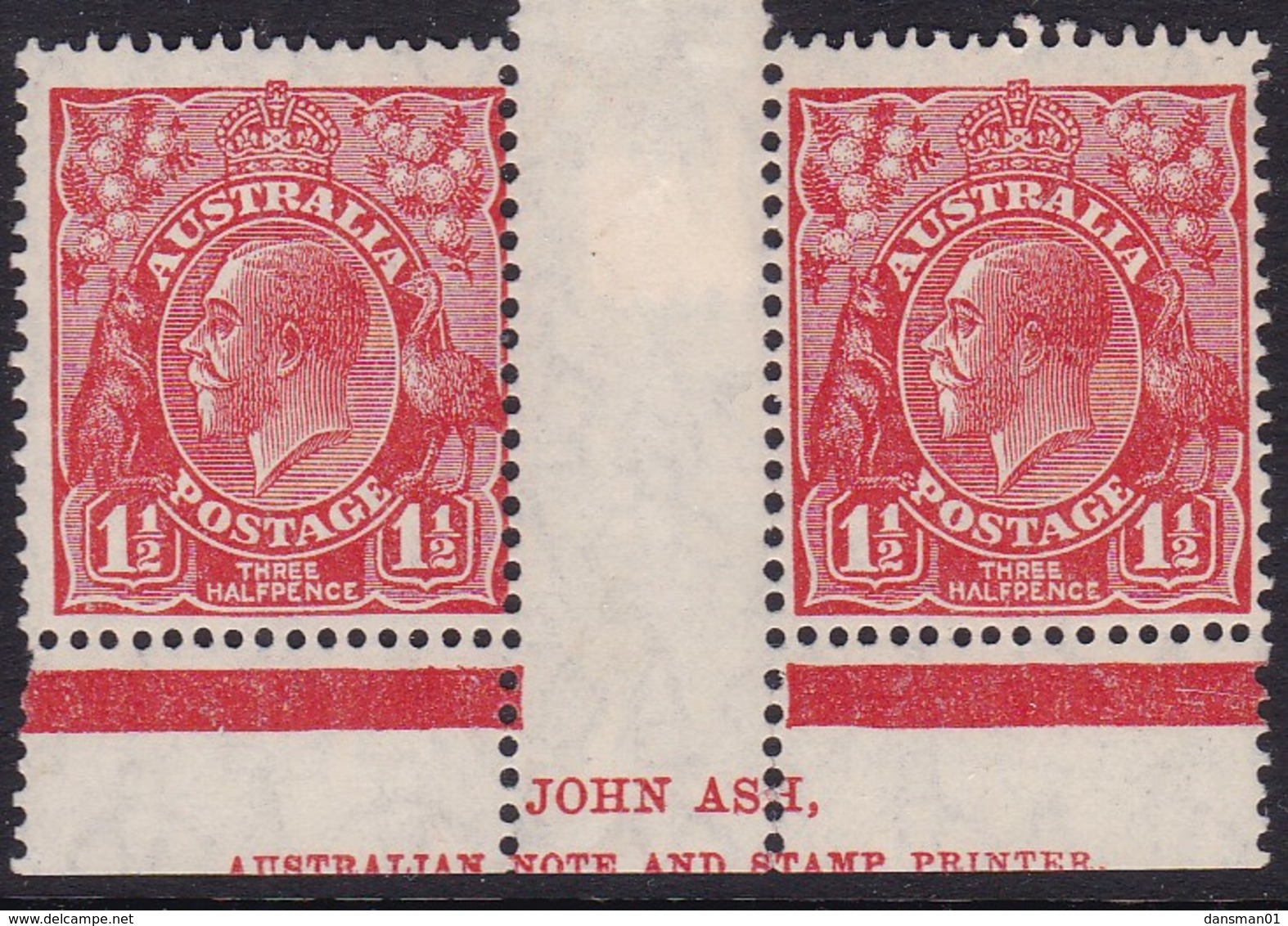 Australia 1926 Wmk 7 P.13.5x12.5 SG 96 Mint Hinged (John Ash Imprint) - Neufs