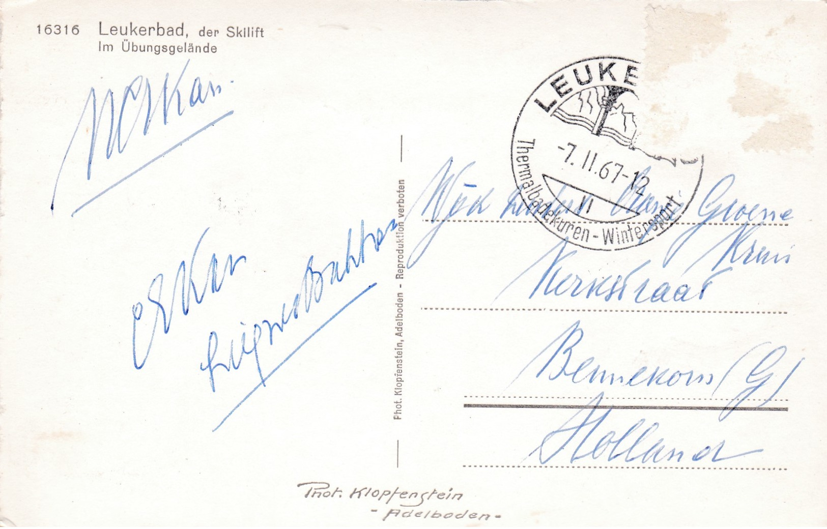 Old Post Card Of Der Skilift Im Ubungsgelande,Leukerbad, Valais, Switzerland,K63. - Other & Unclassified