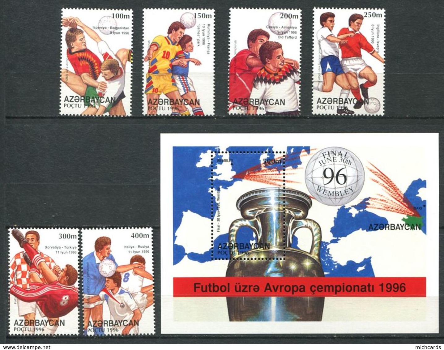 242 AZERBAIDJAN 1996 - Yvert 301/06 BF 27 - Football Coupe Europe Des Nations - Neuf ** (MNH) Sans Trace De Charniere - Azerbaïdjan