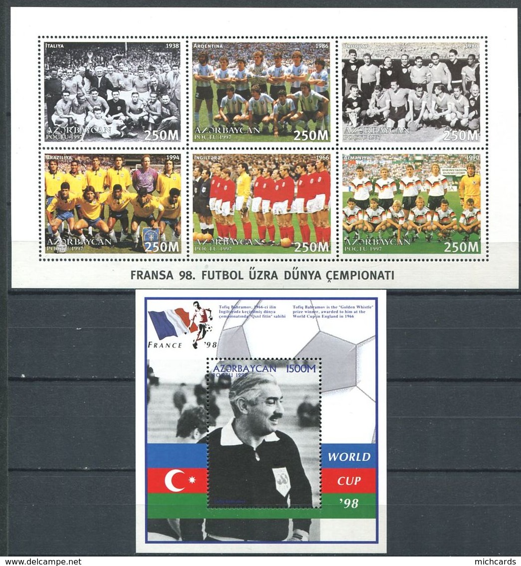242 AZERBAIDJAN 1997 - Yvert 319/24 BF 29 - Football Coupe Du Monde 98 - Neuf ** (MNH) Sans Trace De Charniere - Azerbaïdjan