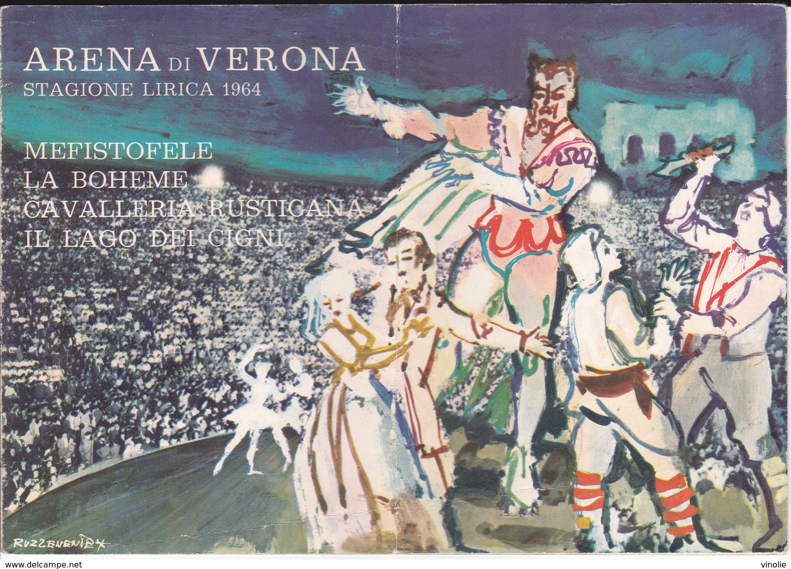 VP-GF.19-006 : PROGRAMME OPERA VERONA. 1964. LA BOHEME. MEFISTOFELE. CAVALLERIA RUSTIGANA. IL LAGO DEI CIGNI - Autres & Non Classés