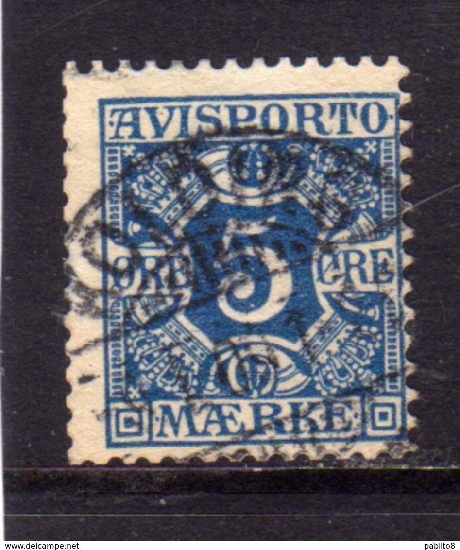 DANEMARK DANMARK DENMARK DANIMARCA AVISPORTO 1907 NEWSPAPER STAMPS  ØRE 5o USATO USED OBLITERE' - Service