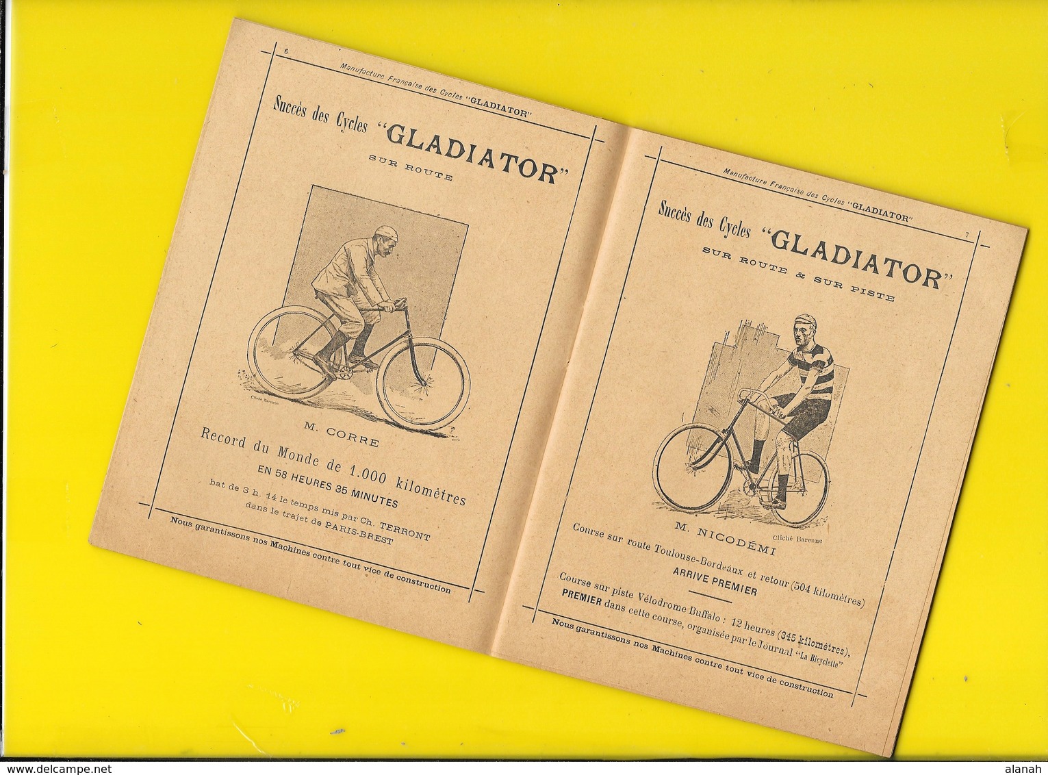 Catalogue 1893 Cycles "GLADIATOR" Aucoc & Darracq 32 Format 15 X 12 Cm Env.. - Cyclisme