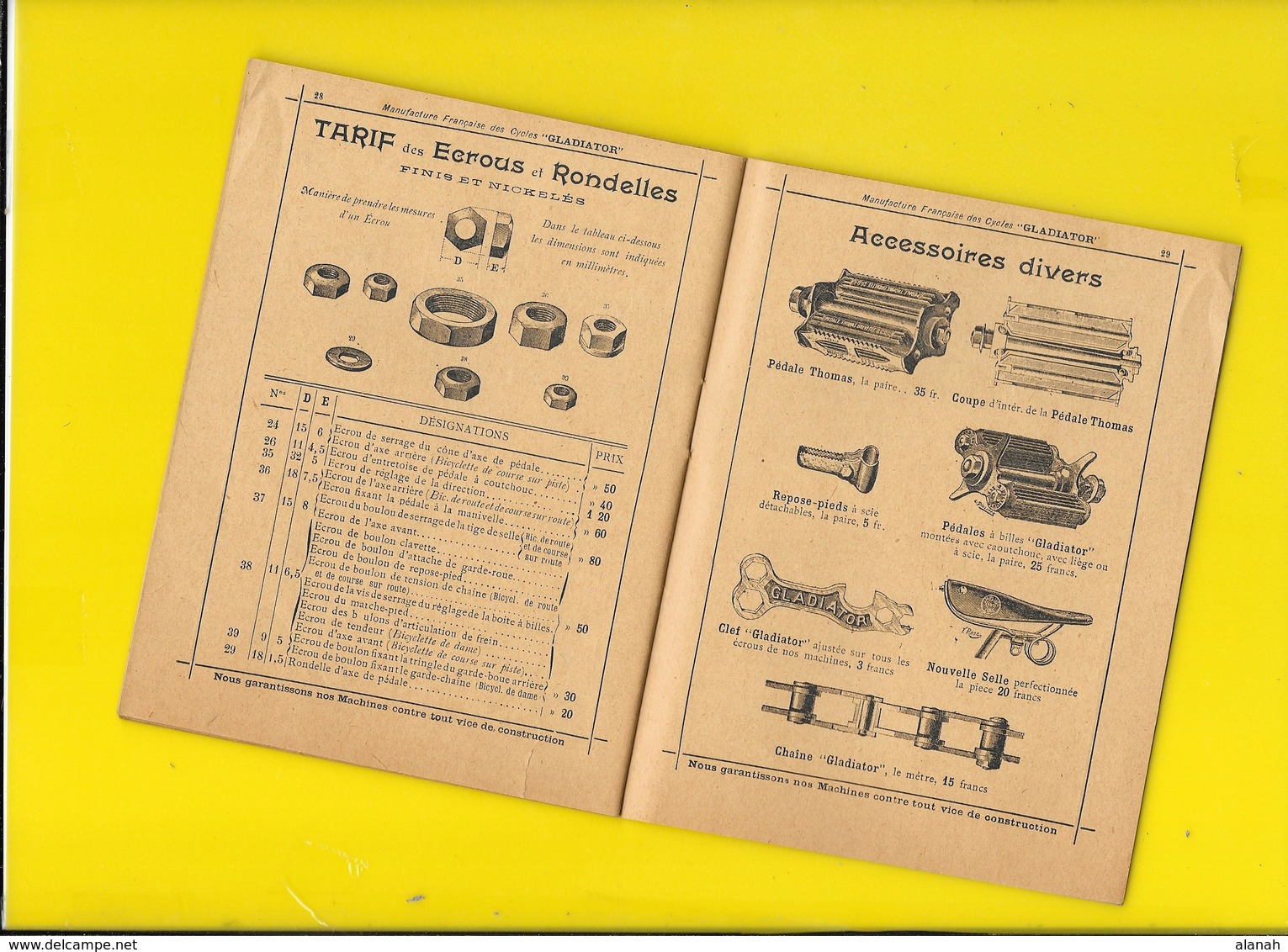 Catalogue 1893 Cycles "GLADIATOR" Aucoc & Darracq 32 Format 15 X 12 Cm Env.. - Cyclisme