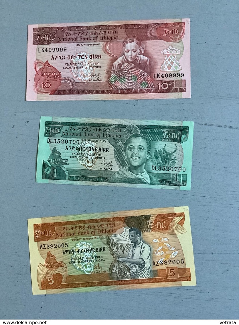 3 Billets Ethiopie  (Neufs) (1, 5 & 10 Birr) - Ethiopie