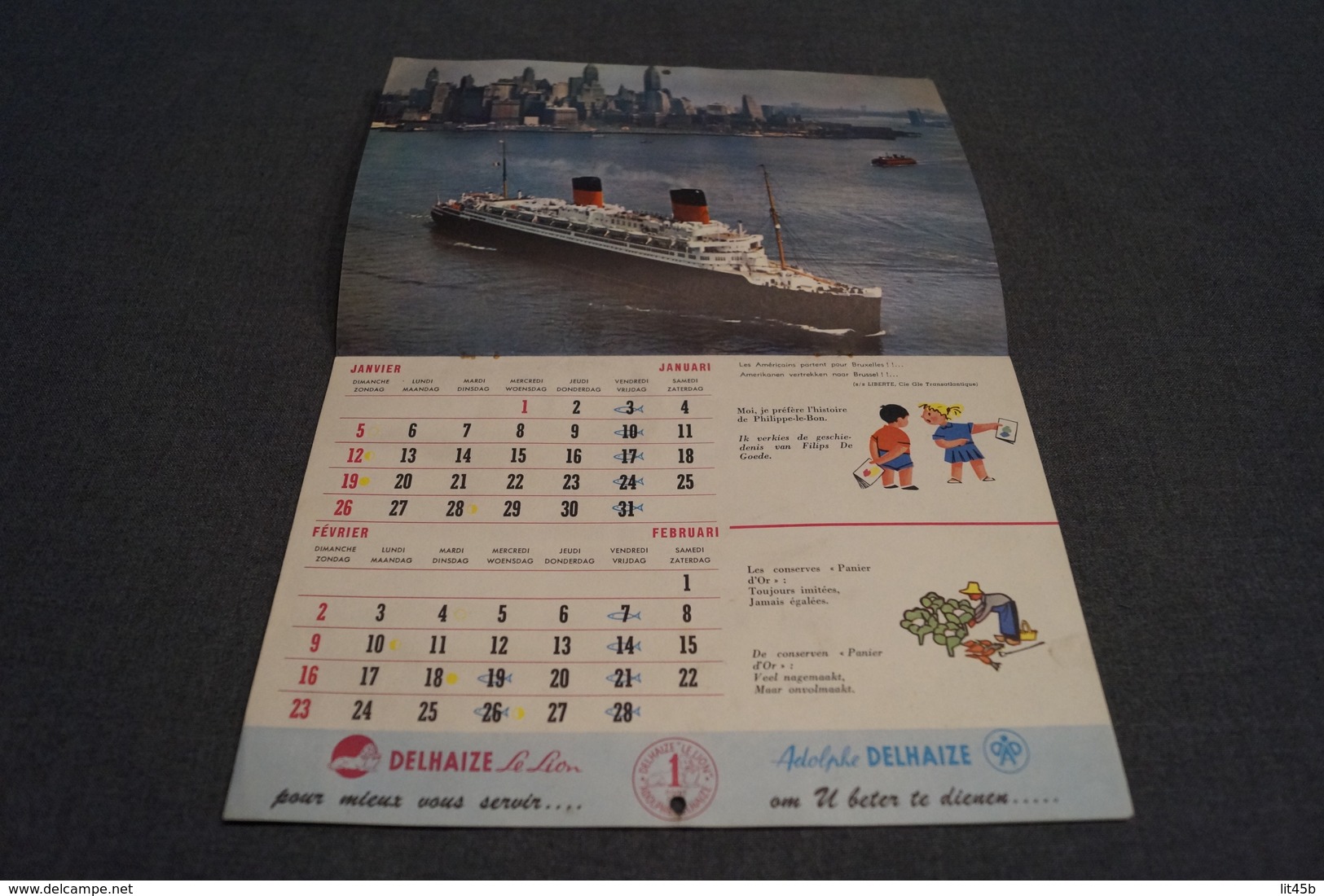 RARE,Expo 58 Bruxelles,superbe Calendrier Delhaize,complet,25 Cm. Sur 17 Cm,collection - Grand Format : 1941-60